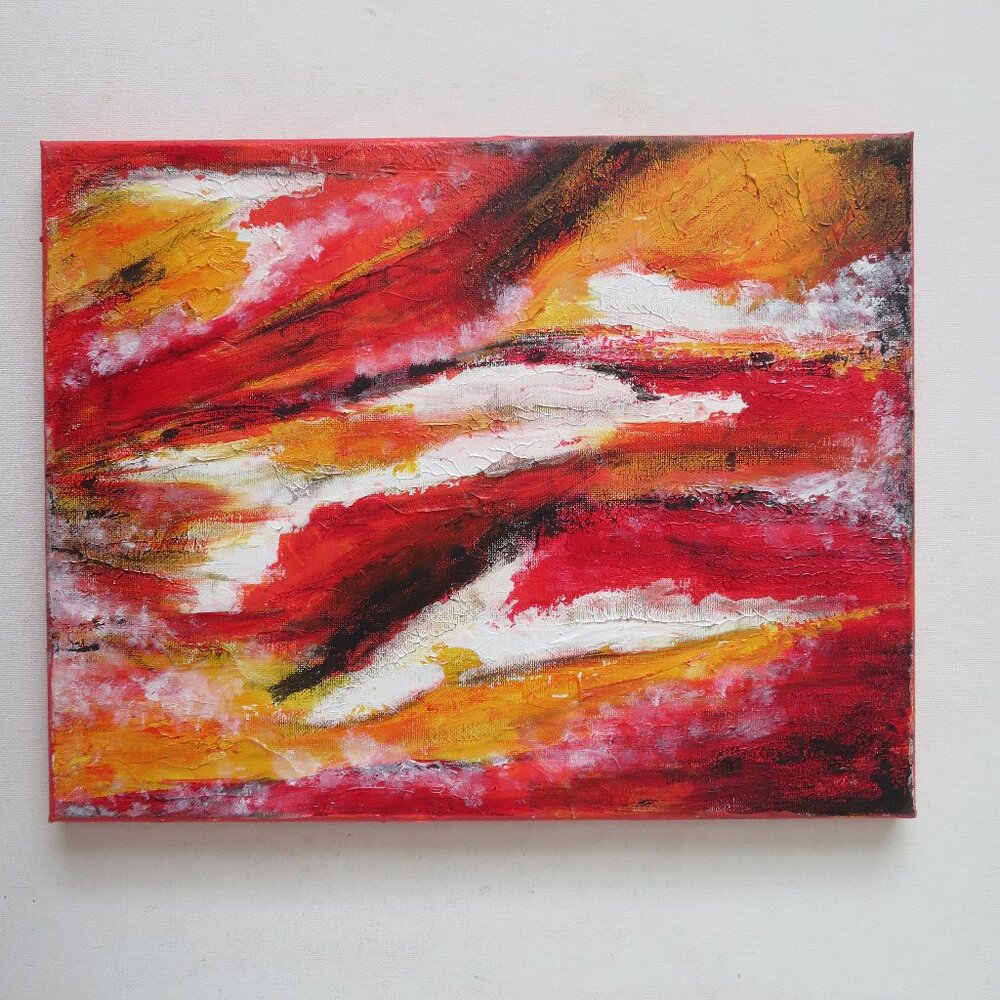 Original Acrylic Painting on Canvas, 11" x 14" Signed 2019 Abstract Art